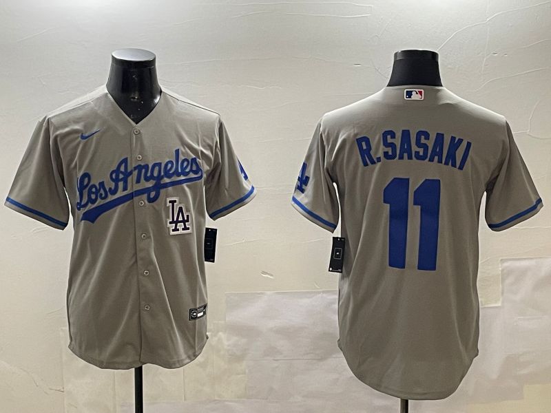 Men Los Angeles Dodgers 11 R.Sasaki Grey Game 2025 Nike MLB Jersey style 6